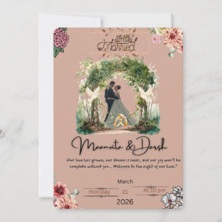 Elégant Romantique Faire-part de mariage Love Nigh