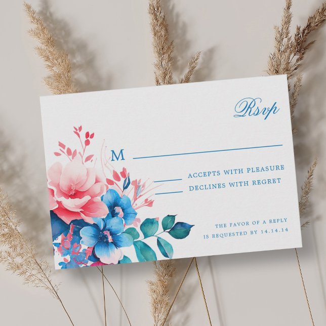 Elégant Romantique Floral Script Wedding RSVP (Créateur téléchargé)