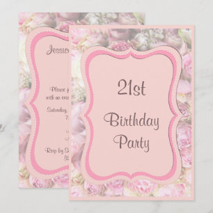 Elegant & romantisch Gerahmt Bouquet 21. Geburtsta Einladung