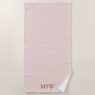 Elegant-Rosa-benutzerdefinierte Monogramm-Initiale Strandtuch