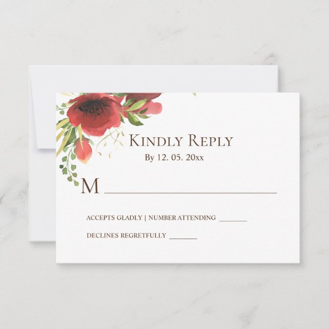 Elegant Rosa Blume Grüne UAWG RSVP Karte (Vorderseite)