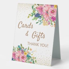 Elegant rosa Blumenkarten Geschenke Kinderdusche T Tischaufsteller