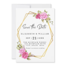 Elegant Rosa Blush Bloral Gold Geometric