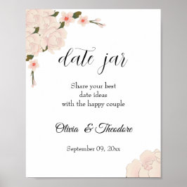 Elegant Rosa Blütenblütenblütenblüte Hochzeitstag Poster