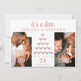 Elegant Rosa Champagne Tower Script Wedding Save The Date