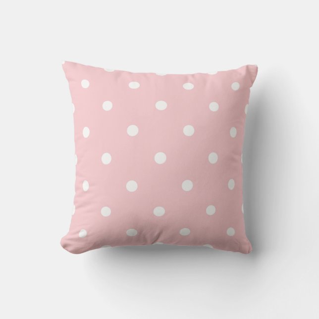 Elegant rosa Farbvorlage Weiße Polka-Punkte Kissen (Vorderseite)