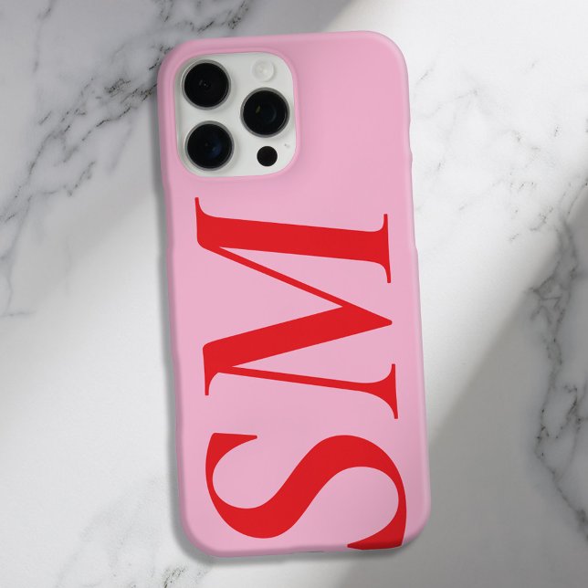 Elegant rosa, fett, erstes Monogramm iPhone 16 Pro Max Hülle (Von Creator hochgeladen)