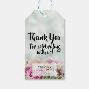 Elegant rosa Floral auf Aquamarinen Hochzeiten Dan Geschenkanhänger