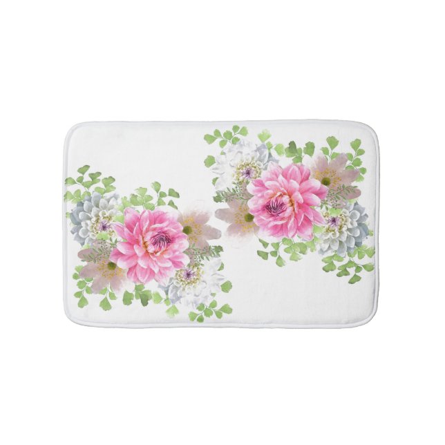 Elegant Rosa Floral Badematte (Vorderseite)