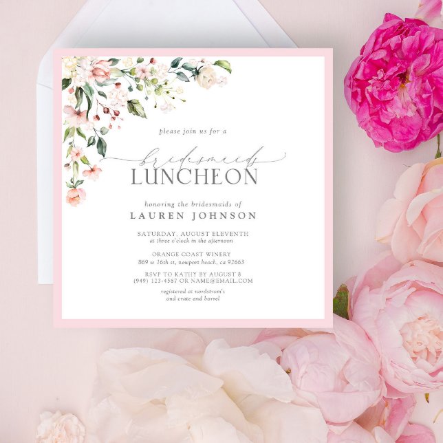 Elegant Rosa Floral Bridal Luncheon Einladung (Von Creator hochgeladen)