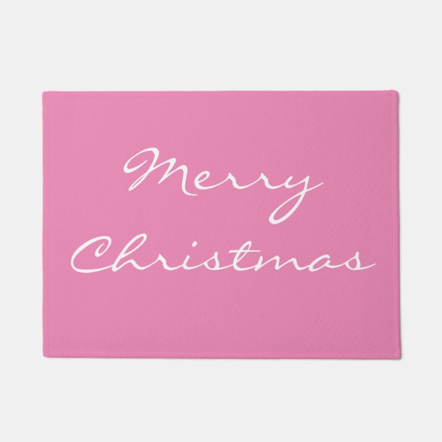 Elegant Rosa Frohe Weihnachtsmatte Fußmatte (Vorderseite)