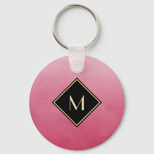 Elegant Rosa Gebürstet Mit Einfacher Gold-Monogram Schlüsselanhänger