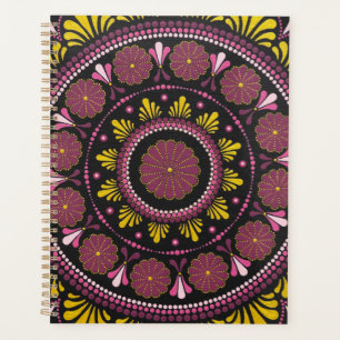 Elegant Rosa Gold Mandala, Boho Zen Dot Art Blume Planer