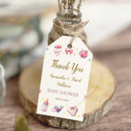 Elegant rosa Graceful Baby Dusche Blüte Geschenkanhänger