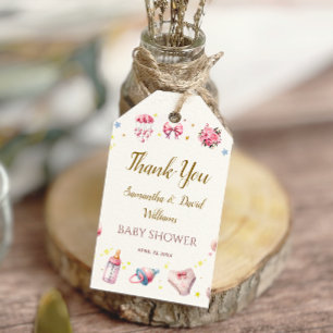 Elegant rosa Graceful Baby Dusche Blüte Geschenkanhänger