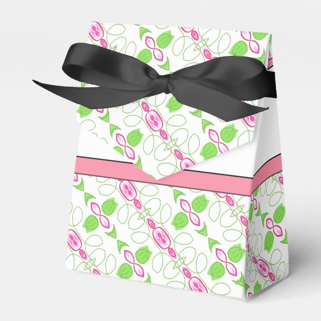 Elegant rosa grün und weiß geschenkschachtel (Vorderseite)