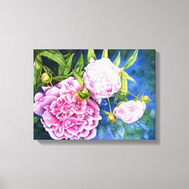 Elegant rosa, klassische Aquarellblüte Leinwanddruck (Vorderseite)