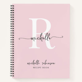 Elegant Rosa Kochbuch Rezept Monogramm Name Notizbuch