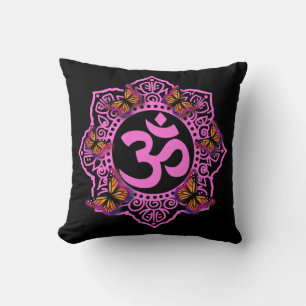 Elegant Rosa Mandala Rosa lila Schmetterlinge Kissen