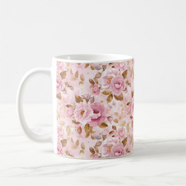 elegant rosa, nahtlos, mit Blume Rose Kaffeetasse (Links)