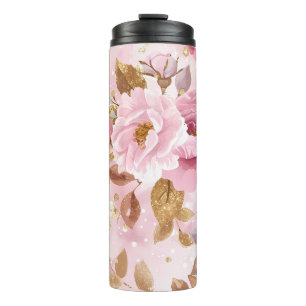 elegant rosa, nahtlos, mit Blume Rose Thermosbecher