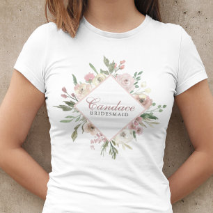 Elegant Rosa Personalisierte Brautjungfrau T-Shirt
