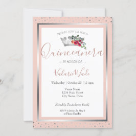 Elegant Rosa Quinceanera Budget Einladung