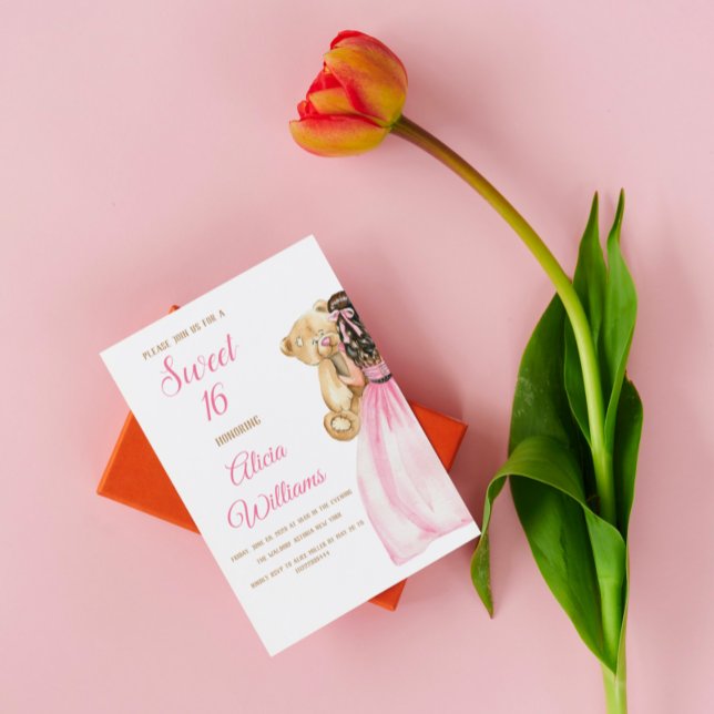 Elegant Rosa Rose 16 . Geburtstag 16 Geburtstag Einladung (Von Creator hochgeladen)