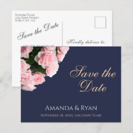 Elegant rosa Rose Bouquet Wedding Save the Date Ankündigungspostkarte