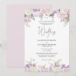 Elegant Rosa Rose Floral Einladung