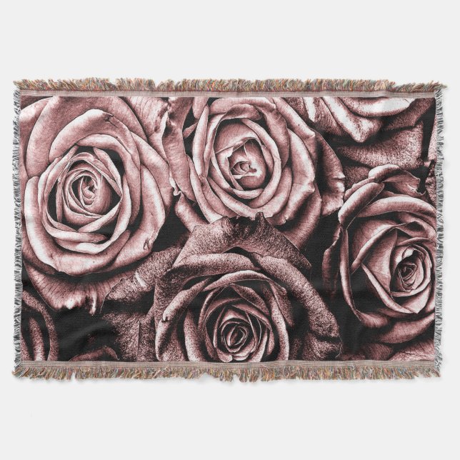 Elegant Rosa Roses Decke (Vorderseite)