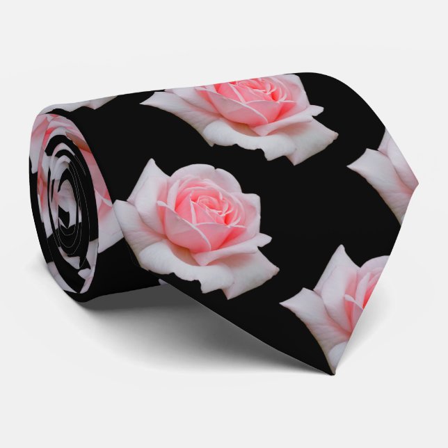 Elegant Rosa Roses Floral Krawatte (Gerollt)