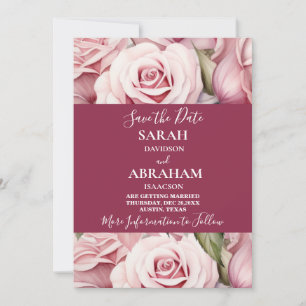 Elegant Rosa Roses Save the Date Einladung