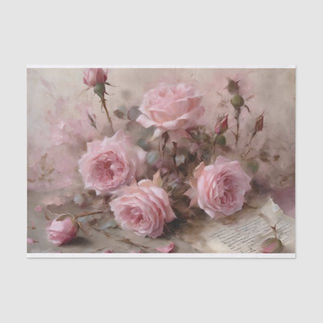 Elegant Rosa Roses Seidenpapier (Vorderseite)