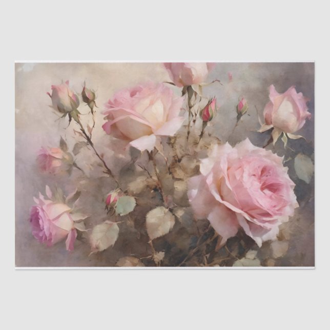 Elegant Rosa Roses Seidenpapier (Vorderseite)