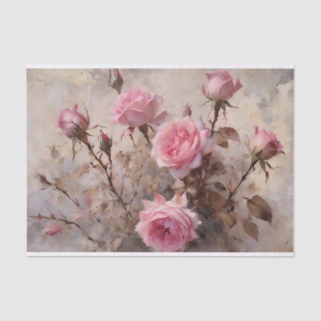 Elegant Rosa Roses Seidenpapier (Vorderseite)