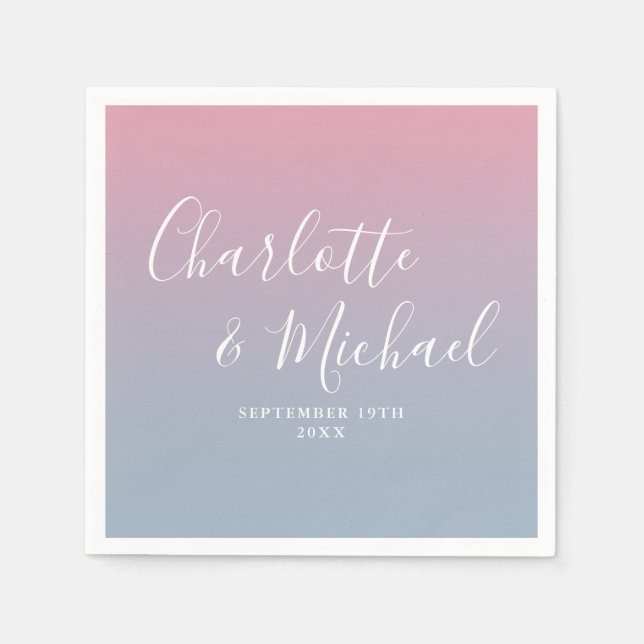 Elegant rosa und dusty blau Ombre Wedding Serviette (Vorderseite)