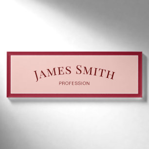 Elegant Rosa und Rot: Minimalistisch Beruflich Namenschild