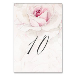 Elegant Rosa Wasserfarben Flora Nr. 10 Hochzeit Tischnummer