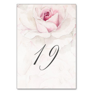 Elegant Rosa Wasserfarben Flora Nr. 19 Hochzeit Tischnummer