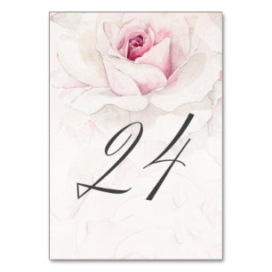 Elegant Rosa Wasserfarben Flora Nr. 24 Hochzeit Tischnummer