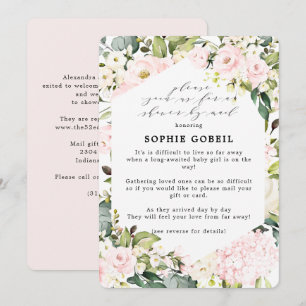 Elegant rosafarbene Blüte mit E-Mail Babydusche Einladung