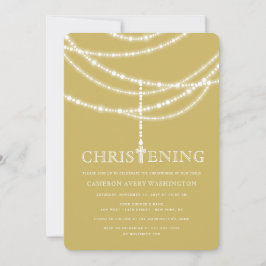 Elegant Rosary Cross Glitzern Christening Einladun Einladung