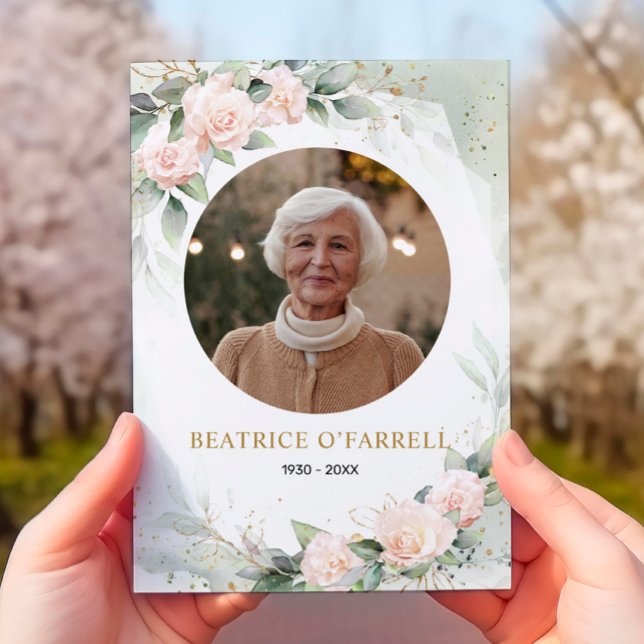 Elégant rose Aquarelle Fleurs de Mort Faire-part (Créateur téléchargé)