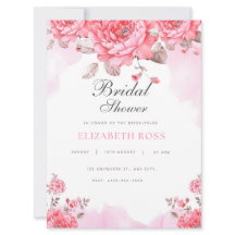 Elégant rose Aquarelle Nuptiale Douche Invitation