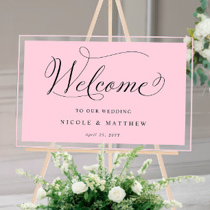 Élégant rose, Berry Mariage Welcome Acrylique Sign