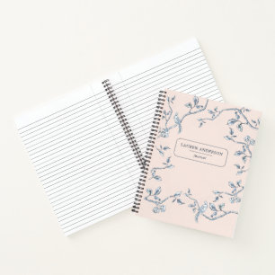 Élégant rose & bleu French toile Journal