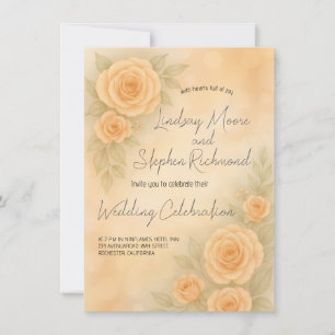 Élégant Rose Blush 3D Faire-part de mariage romant