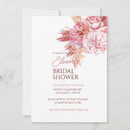 Elégant Rose bohème de douche nuptiale Invitation