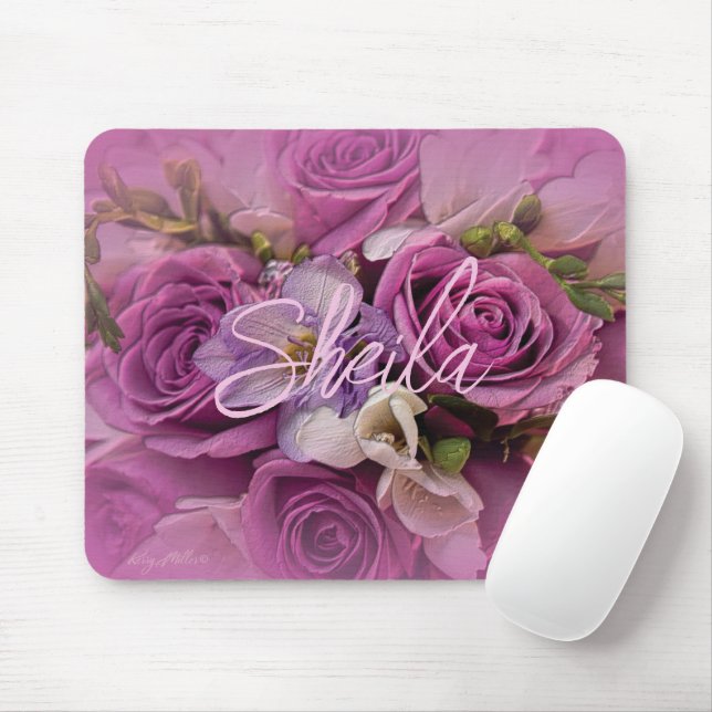 Elegant Rose Bouquet Mousepad (Mit Mouse)